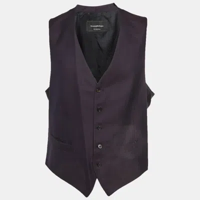 Pre-owned Ermenegildo Zegna Purple Cotton Knit Button Vest Jacket Xl