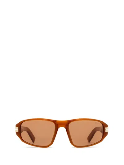 Ermenegildo Zegna Rectangular Frame Sunglasses In Brown