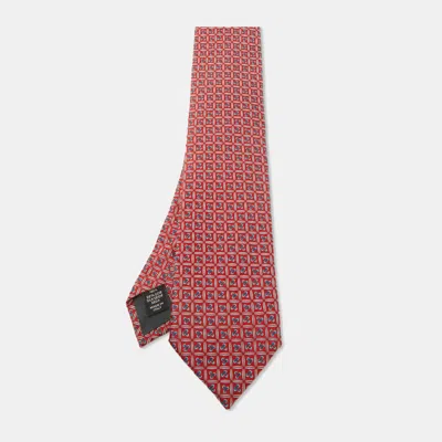 Pre-owned Ermenegildo Zegna Red Jacquard Silk Tie