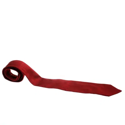 Ermenegildo Zegna Red Textured Silk And Cotton Jacquard Traditional Tie