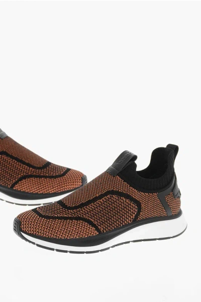 Ermenegildo Zegna Rubber Sole Tm Trainer Slip On Low Sneakers In Brown
