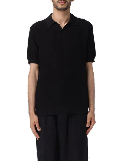 Ermenegildo Zegna Short Sleeved Knitted Polo Shirt In Black