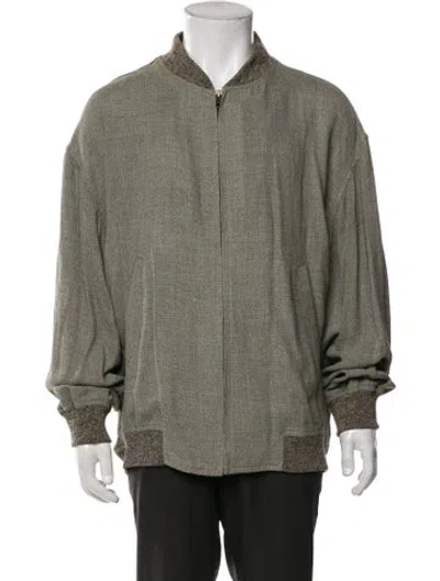 Pre-owned Ermenegildo Zegna Silk Bomber Jacket In Green