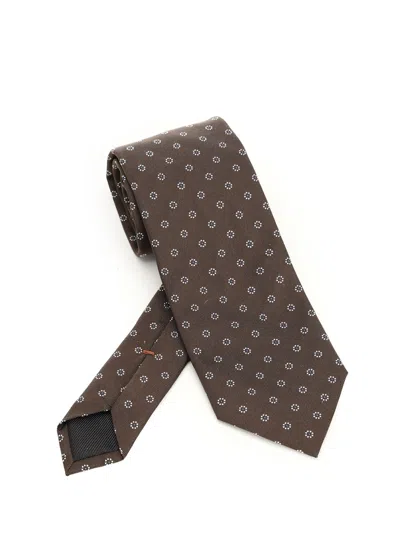 Ermenegildo Zegna Silk Jacquard Tie Ties And Bow Ties Brown