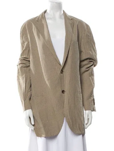 Pre-owned Ermenegildo Zegna Silk Plaid Print Blazer In Neutral