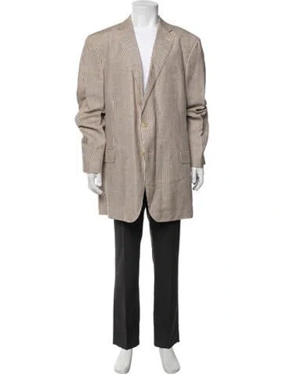 Pre-owned Ermenegildo Zegna Silk Striped Blazer In Neutral