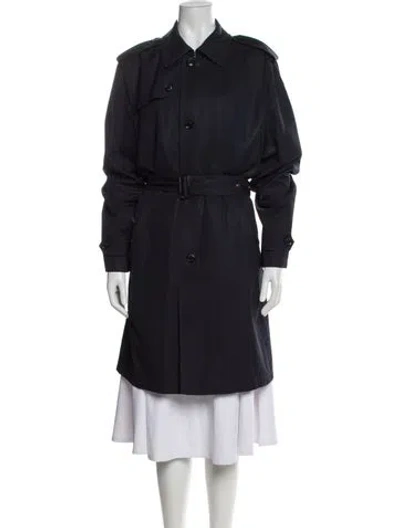 Pre-owned Ermenegildo Zegna Silk Trench Coat In Blue