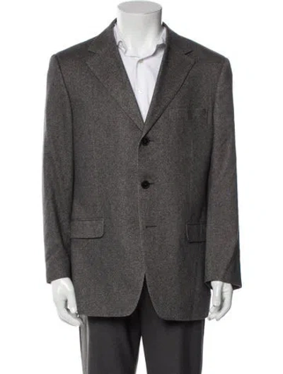 Pre-owned Ermenegildo Zegna Silk Tweed Pattern Blazer In Gray