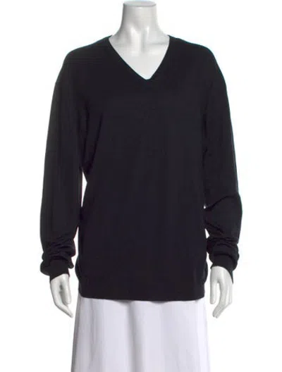 Pre-owned Ermenegildo Zegna Silk V-neck Sweater In Black