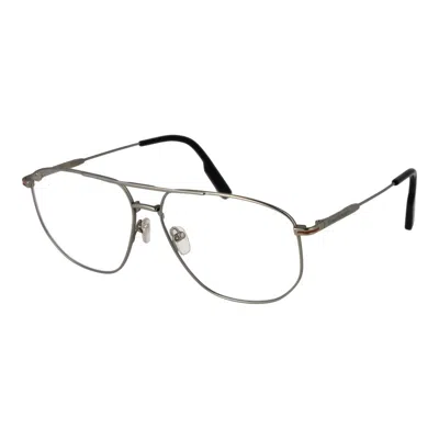 Ermenegildo Zegna Silver Men Optical Frames In Metallic