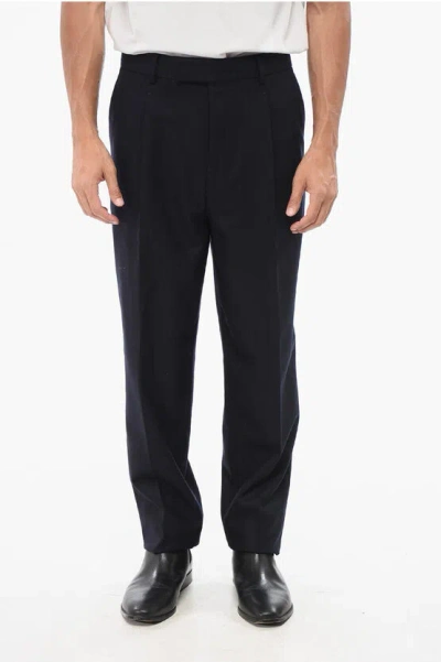 Ermenegildo Zegna Single-pleated Wool Pants In Black