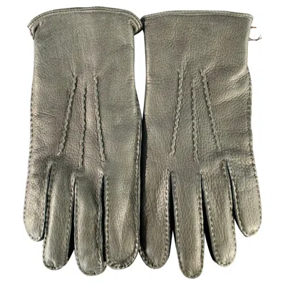 Pre-owned Ermenegildo Zegna Size M Black Leather Gloves