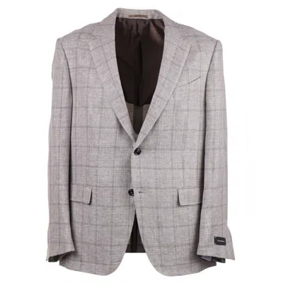 Pre-owned Ermenegildo Zegna Slim-fit 'crossover' Wool-silk-linen Sport Coat 46r (eu 56) In Gray