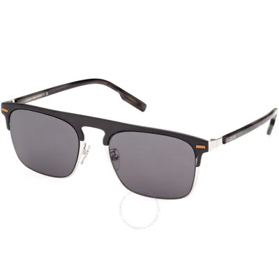 Ermenegildo Zegna Smoke Browline Men's Sunglasses Ez0216-h 20a 56 In Burgundy