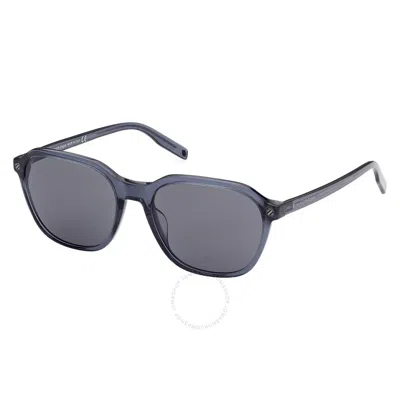 Ermenegildo Zegna Smoke Geometric Men's Sunglasses Ez0194 20a 55 In Gray