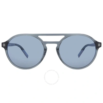 Ermenegildo Zegna Smoke Gradient Round Men's Sunglasses Ez0180 20c 54 In Blue