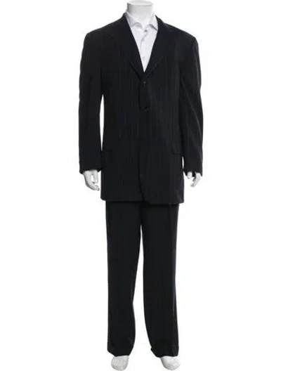 Pre-owned Ermenegildo Zegna Striped Two-piece Suit In Black