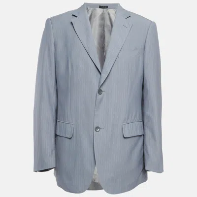Pre-owned Ermenegildo Zegna Striped Wool Single Breasted Blazer M In Grey