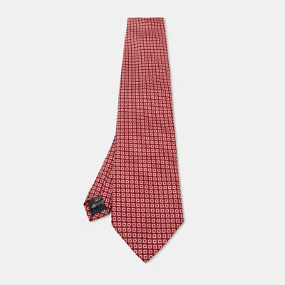Pre-owned Ermenegildo Zegna Su Misura Red Patterned Silk Tie