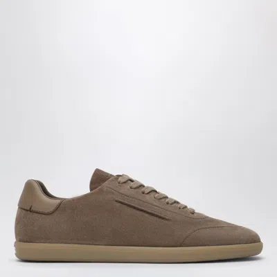 Ermenegildo Zegna Suede Mini Sneakers For Men In Brown