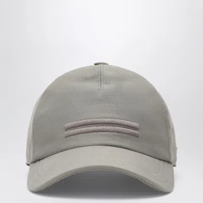 Ermenegildo Zegna Taupe Cotton Baseball Cap In Gray
