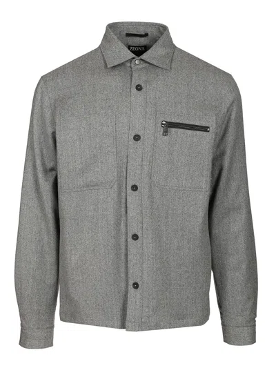 Ermenegildo Zegna Techmerino™ Overshirt Shirts Grey In Gray