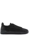 Ermenegildo Zegna Triple Stitch Suede Sneakers In Bnz Navy Blue