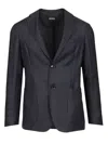 Ermenegildo Zegna Unlined Jacket In Linen And Wool Blend Jackets Blue
