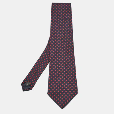 Ermenegildo Zegna Vintage Blue Dots Pattern Silk Traditional Tie