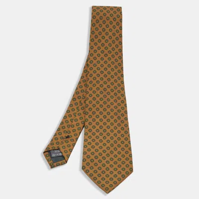 Pre-owned Ermenegildo Zegna Vintage Brown Printed Silk Tie