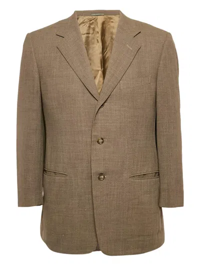Pre-owned Ermenegildo Zegna Vintage Buttoned Wool Blazer In Brown