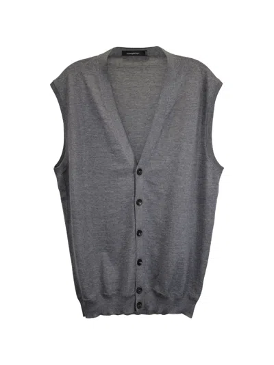 Pre-owned Ermenegildo Zegna Vintage Button-front Sweater Vest In Grey
