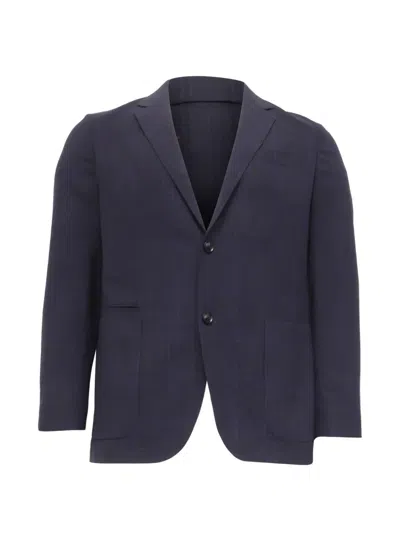 Pre-owned Ermenegildo Zegna Vintage Checked Single-breasted Blazer In Blue