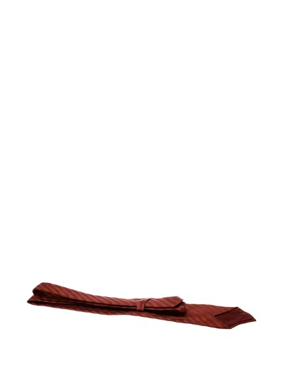 Pre-owned Ermenegildo Zegna Vintage Chevron-stripe Tie In Red