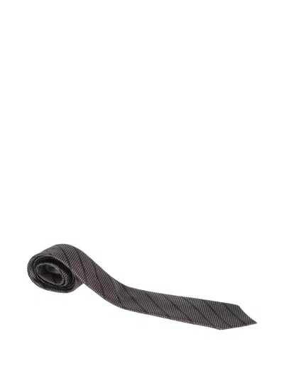 Pre-owned Ermenegildo Zegna Vintage Diagonal-striped Silk Tie In Gray