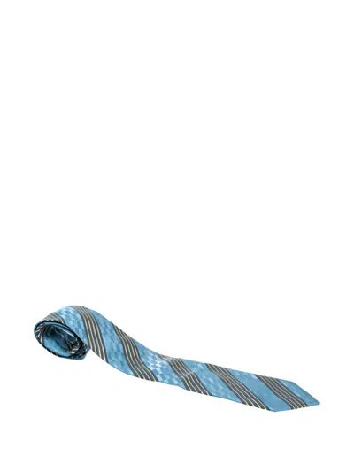 Pre-owned Ermenegildo Zegna Vintage Diagonal-striped Silk Tie In Blue