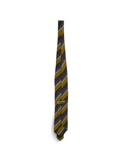 Pre-owned Ermenegildo Zegna Vintage Diagonal-stripe Silk Tie In Yellow
