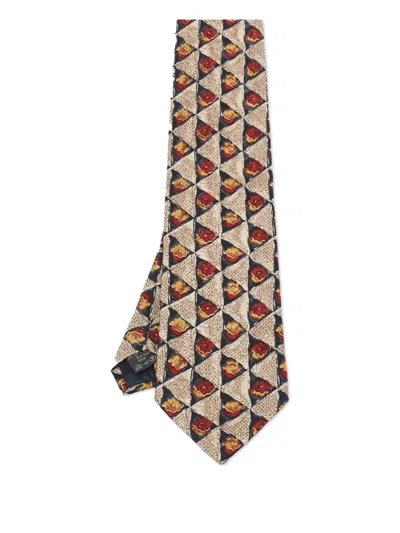 Pre-owned Ermenegildo Zegna Vintage Floral Geometric-pattern Tie