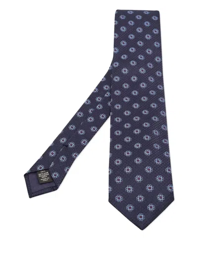 Pre-owned Ermenegildo Zegna Vintage Floral-pattern Silk Tie In Blue