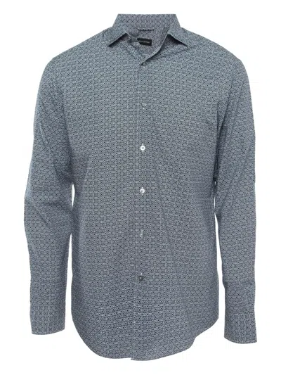 Pre-owned Ermenegildo Zegna Vintage Geometric-pattern Cotton Shirt In Blue