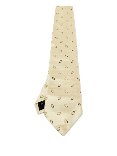 Pre-owned Ermenegildo Zegna Vintage Geometric-pattern Silk Tie In Yellow