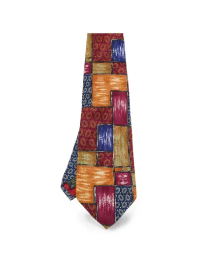 Pre-owned Ermenegildo Zegna Vintage Geometric-pattern Tie In Red