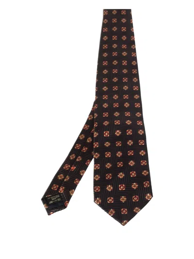 Pre-owned Ermenegildo Zegna Vintage Herringbone-pattern Floral Tie