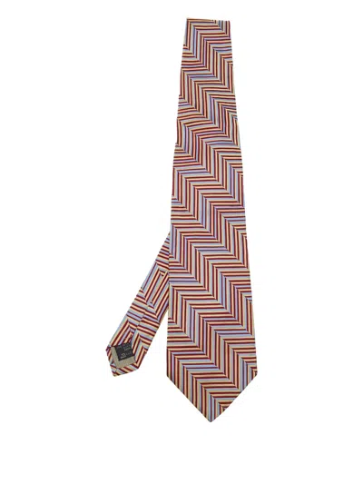Pre-owned Ermenegildo Zegna Vintage Herringbone-pattern Silk Tie In Red
