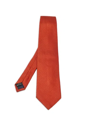 Pre-owned Ermenegildo Zegna Vintage Jacquard Silk Tie In Orange