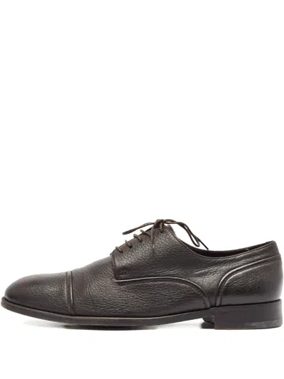 Pre-owned Ermenegildo Zegna Vintage Leather Cap-toe Shoes In Brown
