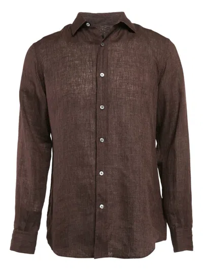 Pre-owned Ermenegildo Zegna Vintage Linen Shirt In Brown