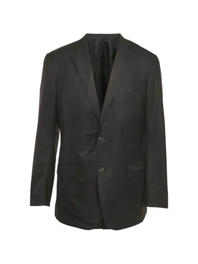 Pre-owned Ermenegildo Zegna Vintage Long-sleeve Wool Blazer In Black