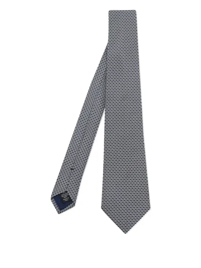 Pre-owned Ermenegildo Zegna Vintage Patterned Silk Tie In Blue