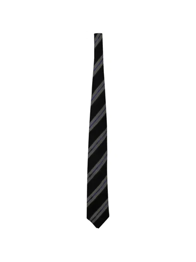 Pre-owned Ermenegildo Zegna Vintage Pinstriped-pattern Tie In Black